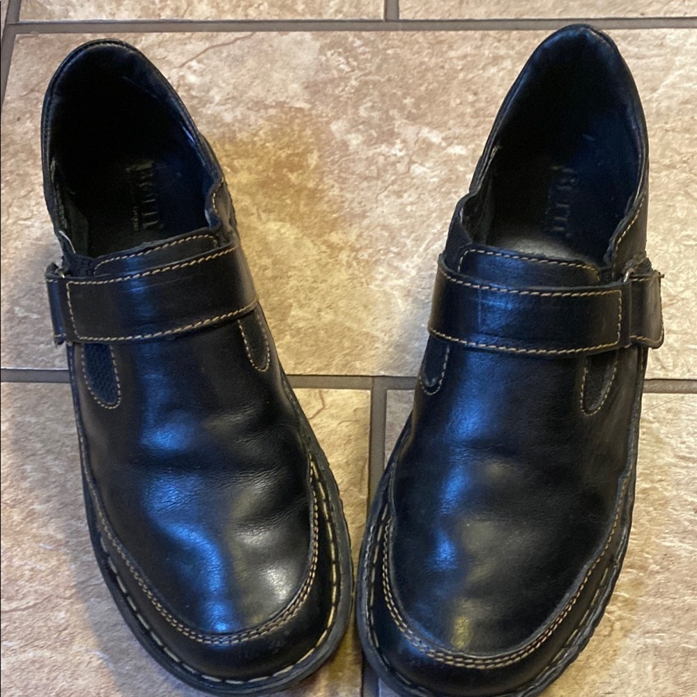 Born Women’s 9.5 Black Leather Chunky Loafers Slip-Ons Capsule Timeless